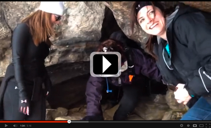 Video of a typical hike—including meeting up, taking public transit, hiking in the snow, and exploring a cave.