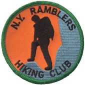 Photo of New York Ramblers Hiking Club embroidered patch.