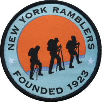 Photo of New York Ramblers Hiking Club embroidered patch.